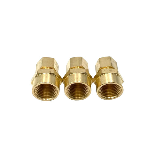 Three Pack Brass Compression Union Connector Set, Half Inch Tube Outer Diameter To Half Inch Female NPT Fittings, Durable Solid Brass Pipe Fittings For Oil, Gas, And Non Potable Water Applications