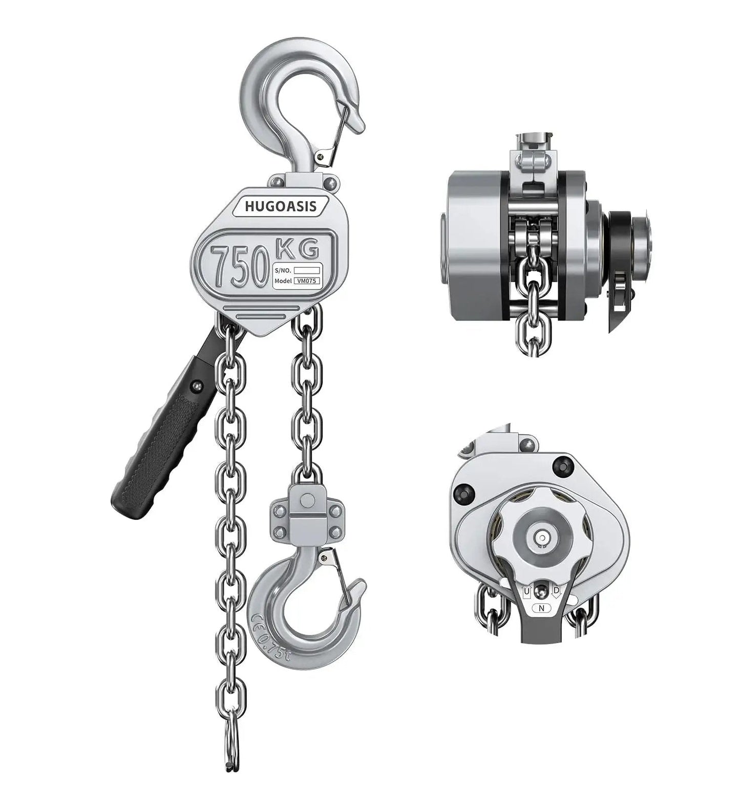 Compact Mini Lever Hoist Three Quarter Ton Capacity 1650 Lbs 10 Ft Lift Aluminum Housing G80 Chain Dual Brake Puller