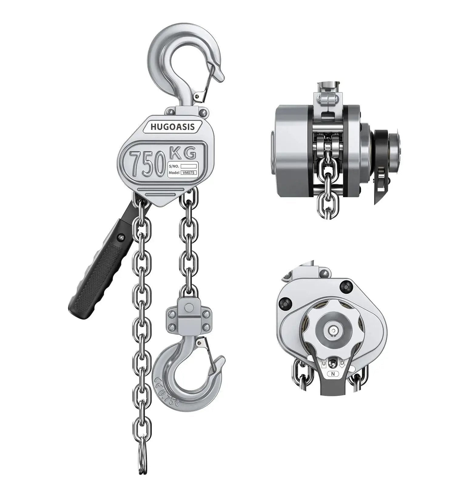 Compact Mini Lever Hoist Three Quarter Ton Capacity 1650 Lbs 10 Ft Lift Aluminum Housing G80 Chain Dual Brake Puller