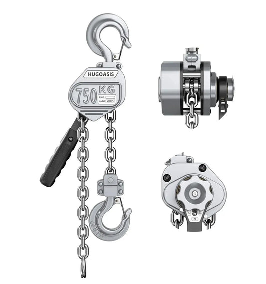 Compact Mini Lever Hoist Three Quarter Ton Capacity 1650 Lbs 10 Ft Lift Aluminum Housing G80 Chain Dual Brake Puller