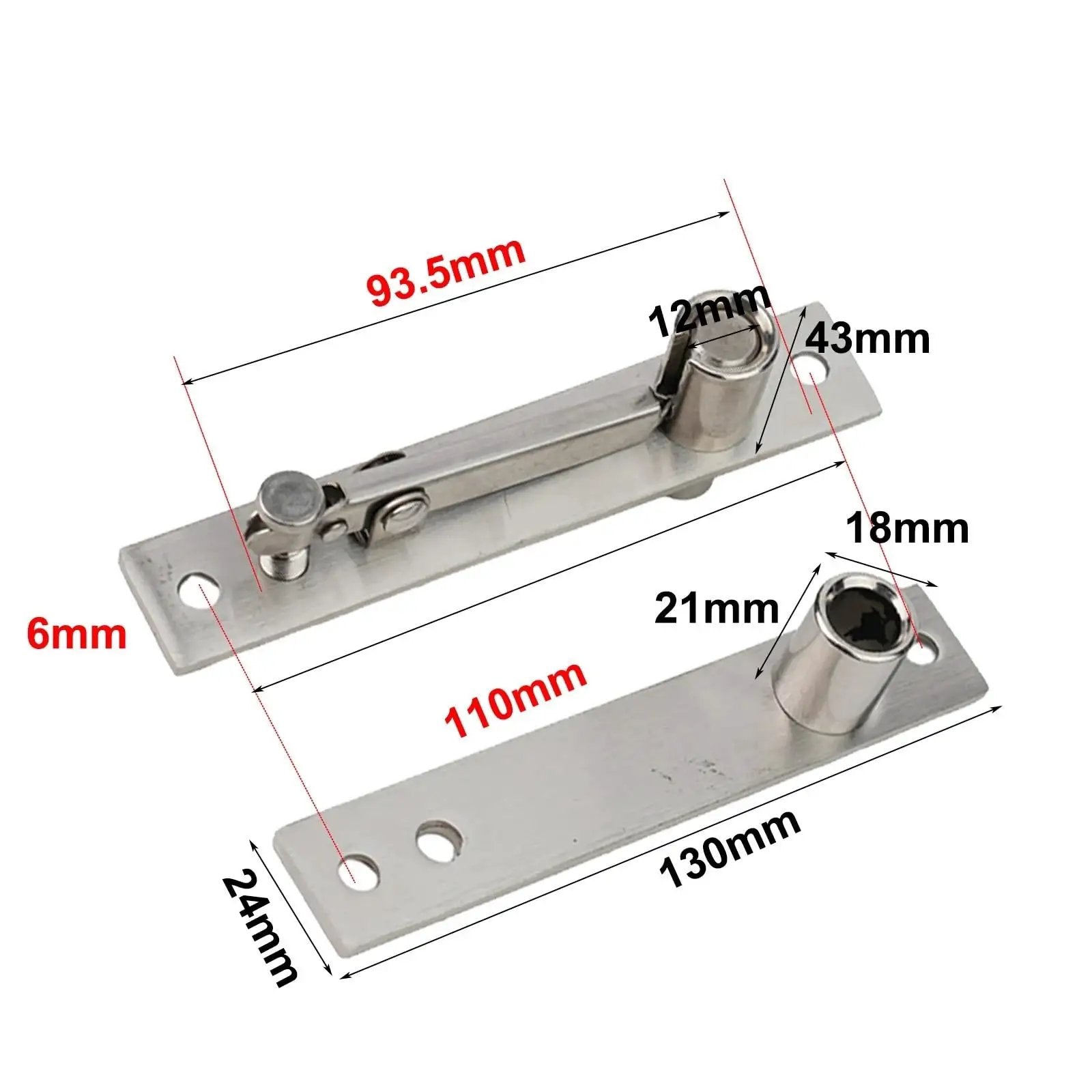 Top And Bottom Secret Door Hinge Set Stainless Steel Pivot Swing Door Hardware For Bedroom And Living Room with measurements