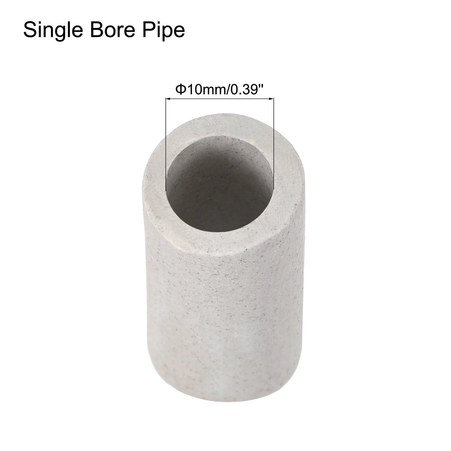10 Pack Ceramic Tube Insulation For Electronics, DIY Friendly High Temp Tubes 30mm Long, 10mm Bore, gray single bore pipe