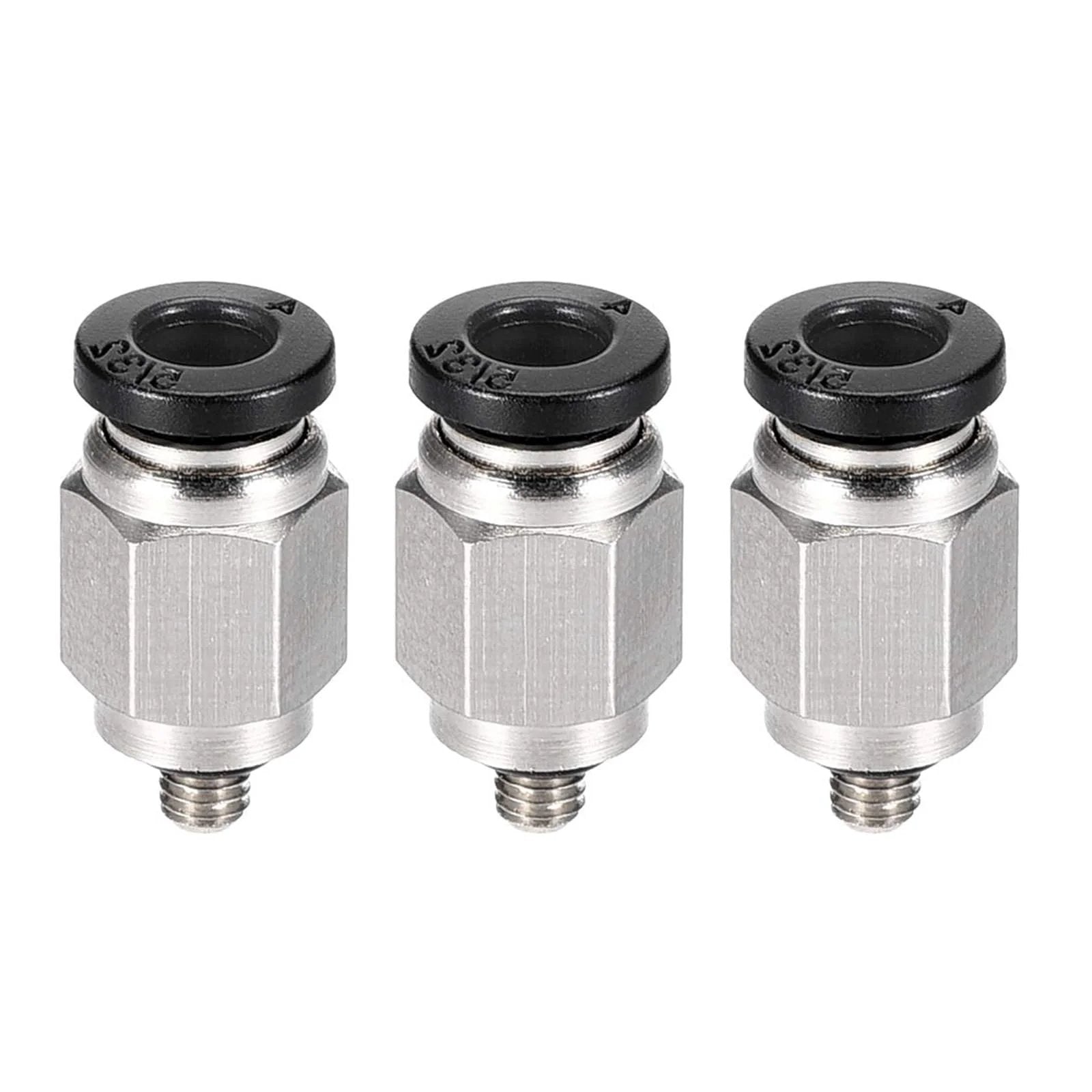Straight Pneumatic Quick Connect Fittings For 4mm Tube OD M3 Male Thread Plug and Play Push To Connect Air Hose Fittings 3 Pack