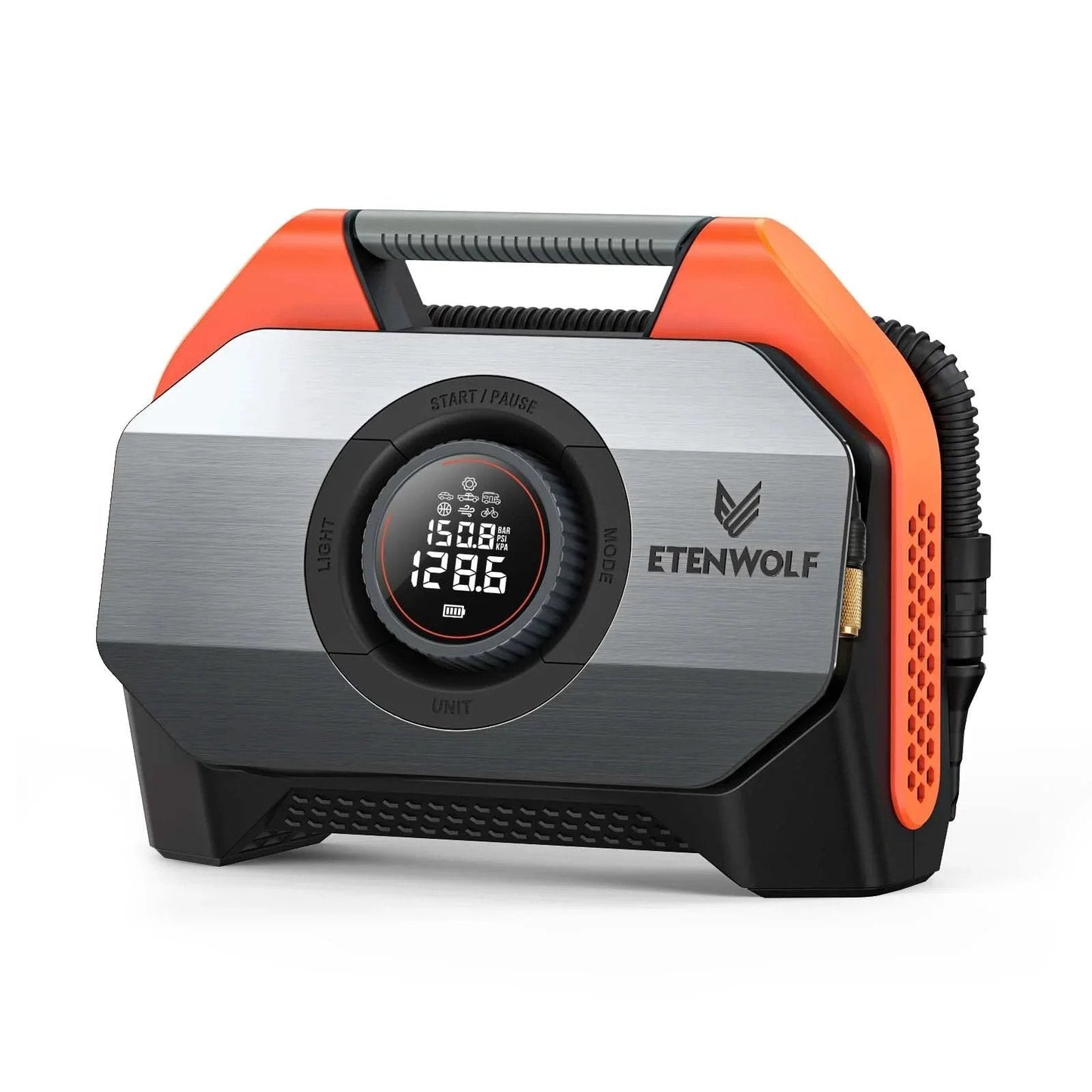 Front view of Vortex S6 Cordless Tire Inflator For Cars And Trucks Heavy Duty Inflation Ultra Fast With 19200mAh Battery