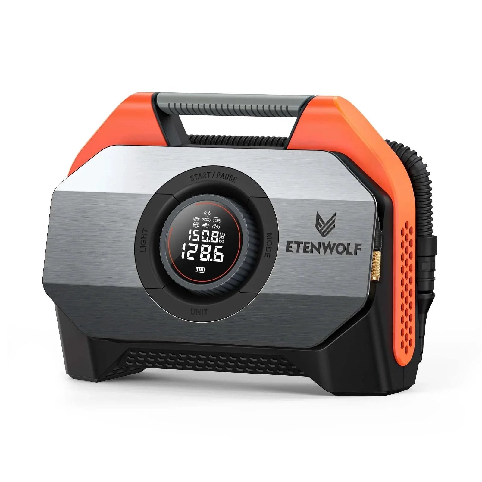 Front view of Vortex S6 Cordless Tire Inflator For Cars And Trucks Heavy Duty Inflation Ultra Fast With 19200mAh Battery