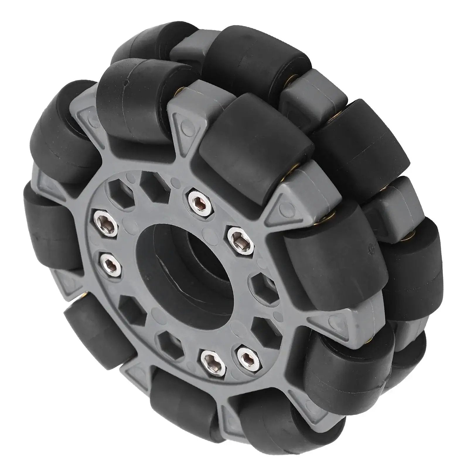 Omni Wheel 100mm Double Plastic Robot Wheel With 360 Degree Movement and kickass rubber rollers nylon and brass bearings