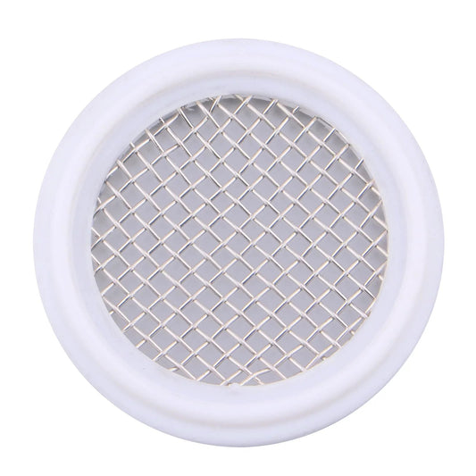 1.5 Inch PTFE Sanitary Gasket With Stainless Screen For Tri Clamp Clover 10 Mesh Fits Standard 1.5 Inch Tri-Clamp Fittings, DERNORD, Food Grade Teflon Seal, -100F To 500F, Superior Chemical And Petroleum Resistance