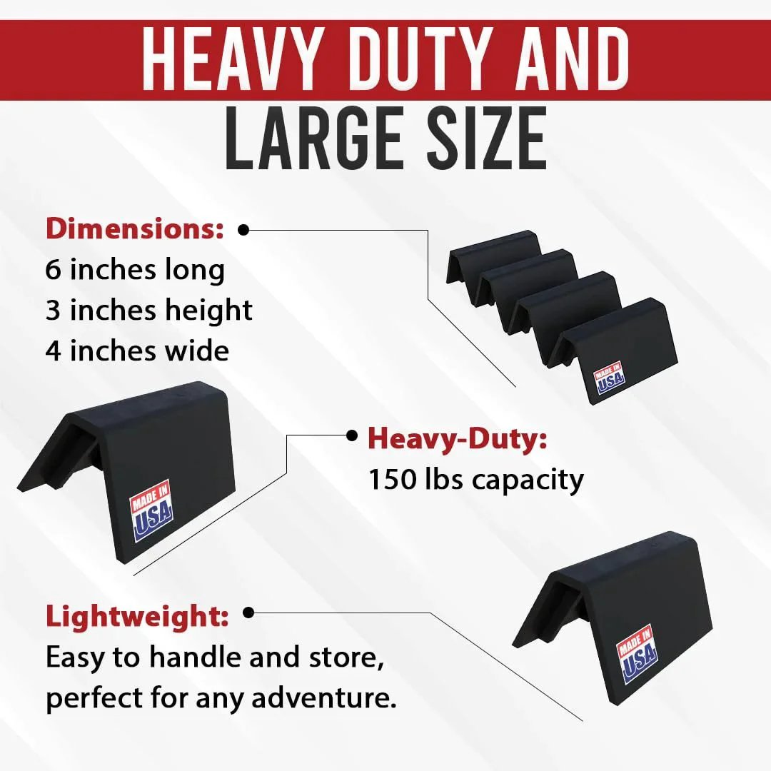 Rooftop Pipe Support CTL 6 Inch Heavy Duty Pipe Cradle And Conduit Support 250 Lb Capacity Cut To Length Install 100 Percent Recycled Plastic 4 Pack USA Made, showing dimensions and features.