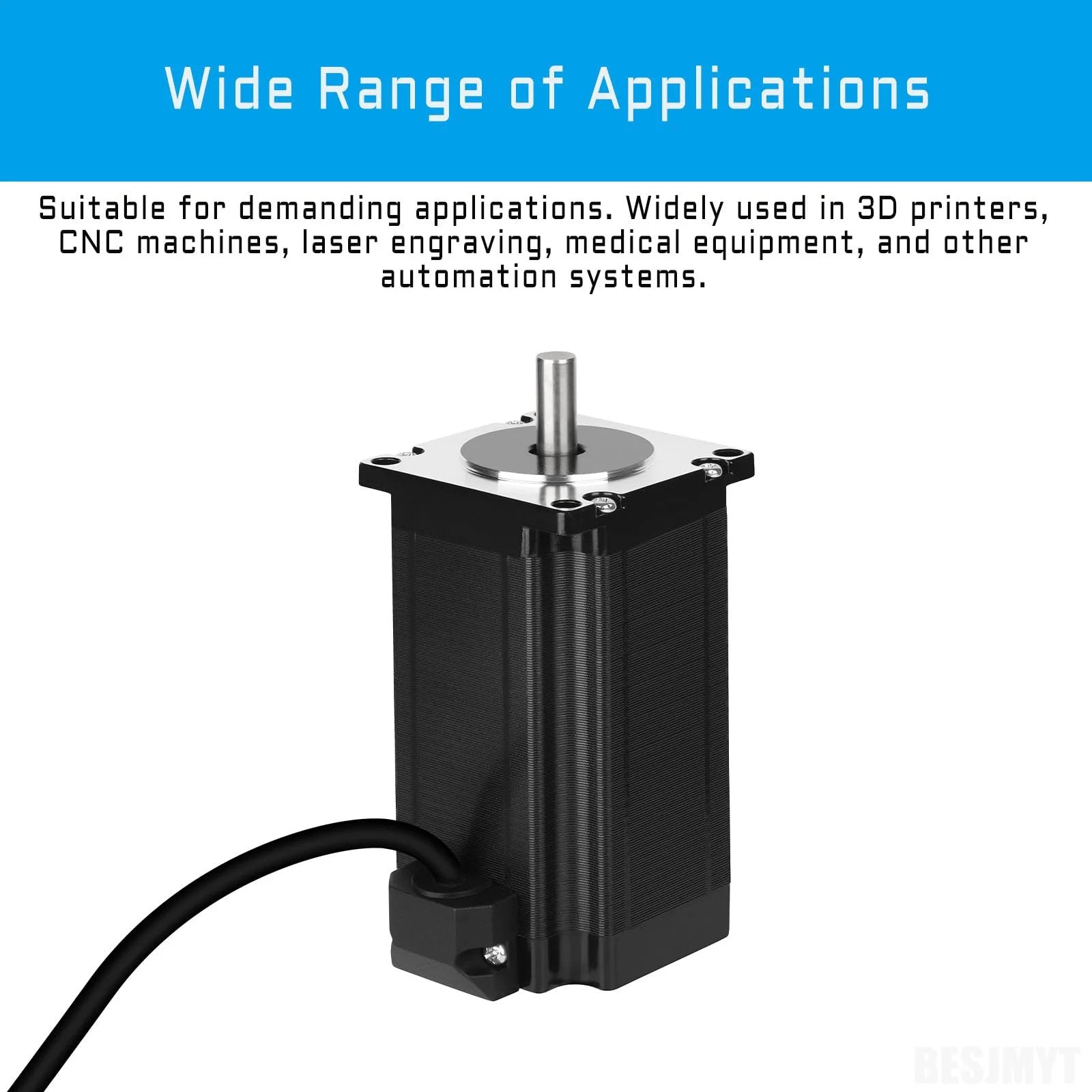 Nema 23 Stepper Motor 2000 Steps Per Revolution With Beefy 3000 mNm Torque 424.83 Oz In Bipolar 2 Phase 4 Lead 4.2 A 1.8 Degree