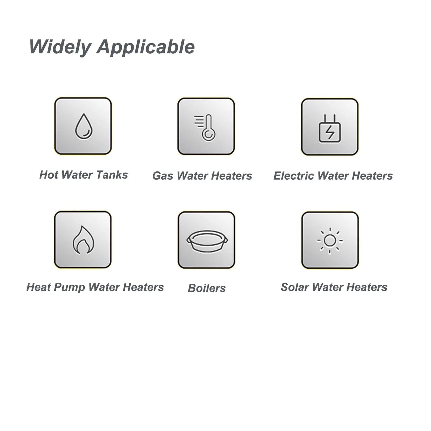 Widely Applicability of Heavy Duty RV Water Heater Relief Valve With 210 Fahrenheit And 150 PSI Safety Relief Thickened Brass Body With Extended Probe Three Quarter Inch NPT Thread Connection For Hot Water Tanks Max BTU Per Hour 200000 in various water heating systems including solar and electric water heaters.