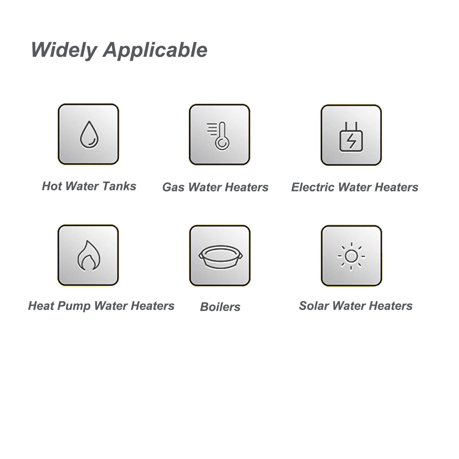 Widely Applicability of Heavy Duty RV Water Heater Relief Valve With 210 Fahrenheit And 150 PSI Safety Relief Thickened Brass Body With Extended Probe Three Quarter Inch NPT Thread Connection For Hot Water Tanks Max BTU Per Hour 200000 in various water heating systems including solar and electric water heaters.