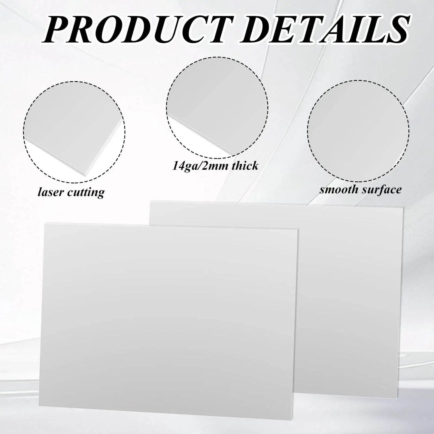 4 Pack 14 Gauge 9x12 Inch Stainless Steel Sheets 304 Cold Rolled 0.078 Inch Thick 2mm Plates product details