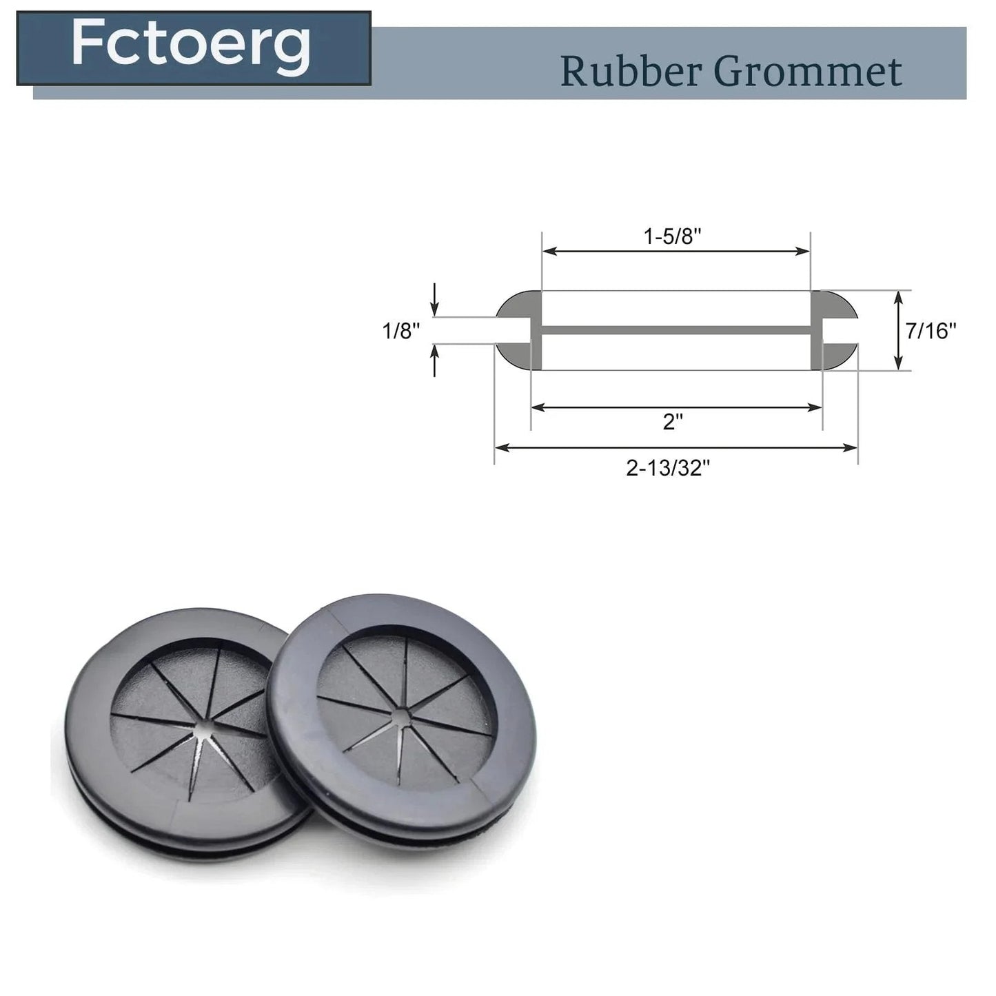Diagram and two 2 Inch Rubber Grommets For Wiring Protection And Firewall Hole Plugs on white background