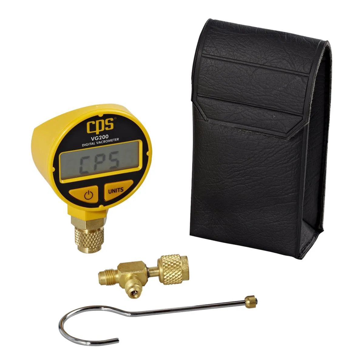 Pro Grade Digital Vacrometer Vacuum Gauge With NIST Calibration, five-digit LCD, switchable units, with padded case, CPS VG200.