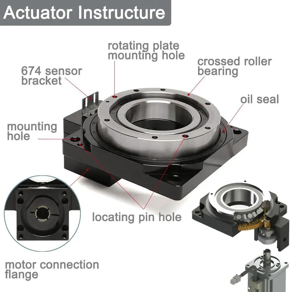 Hollow Rotary Actuator With High Precision Rotating Platform For Industrial Automation, 1 Arcmin Positioning And 15 Arcmin Repeats, Fits Nema 23 Stepper Motor