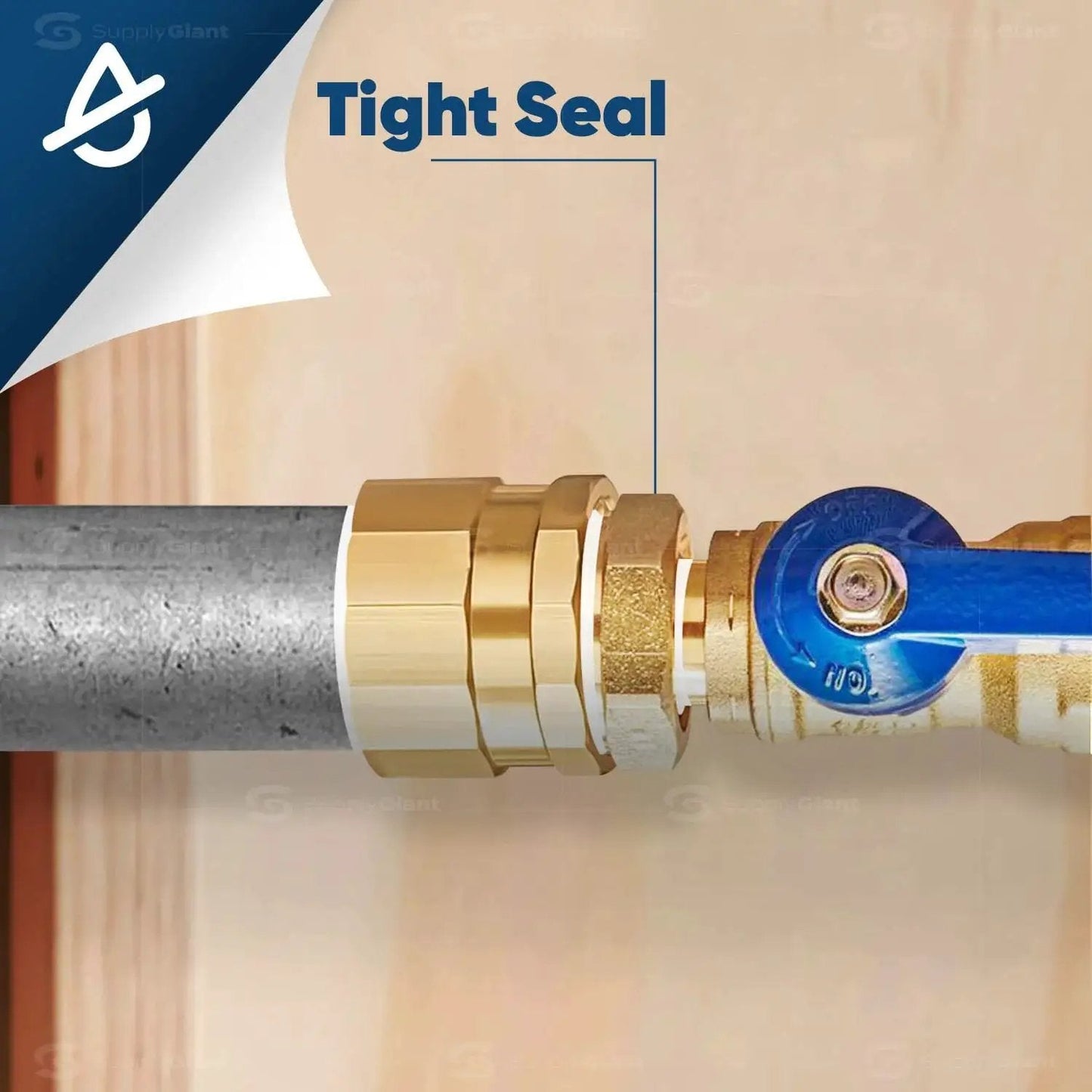 Image showing a tight seal with a 1-1/2 Inch Male NPT To 1 Inch Female Brass Bushing With Hex Head installed on a pipe