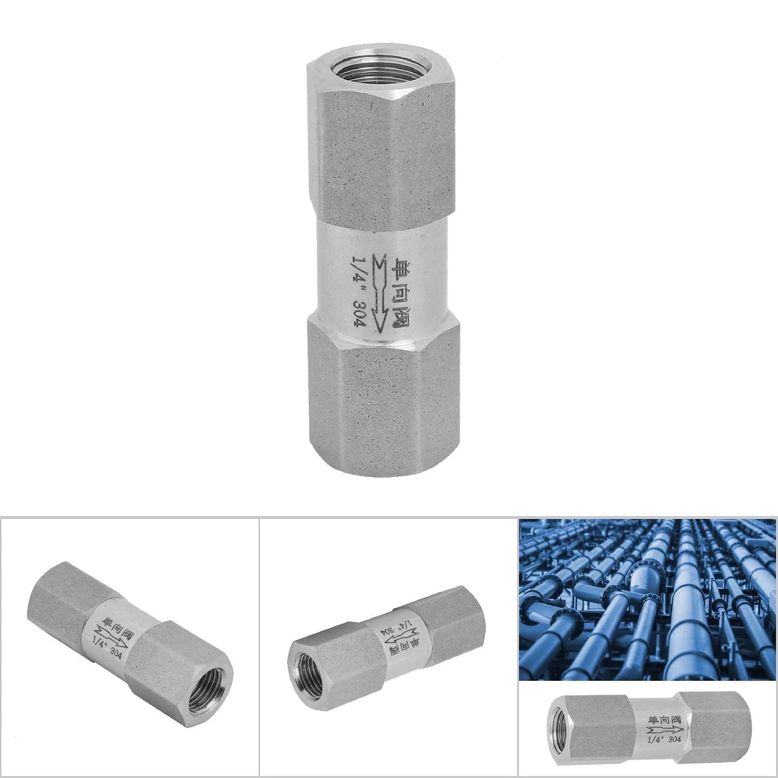 Stainless Steel Air Check Valve One Way Valve For High Temperature And High Pressure With Female Thread Hex Connection One Quarter Inch Advanced Rugged Industrial