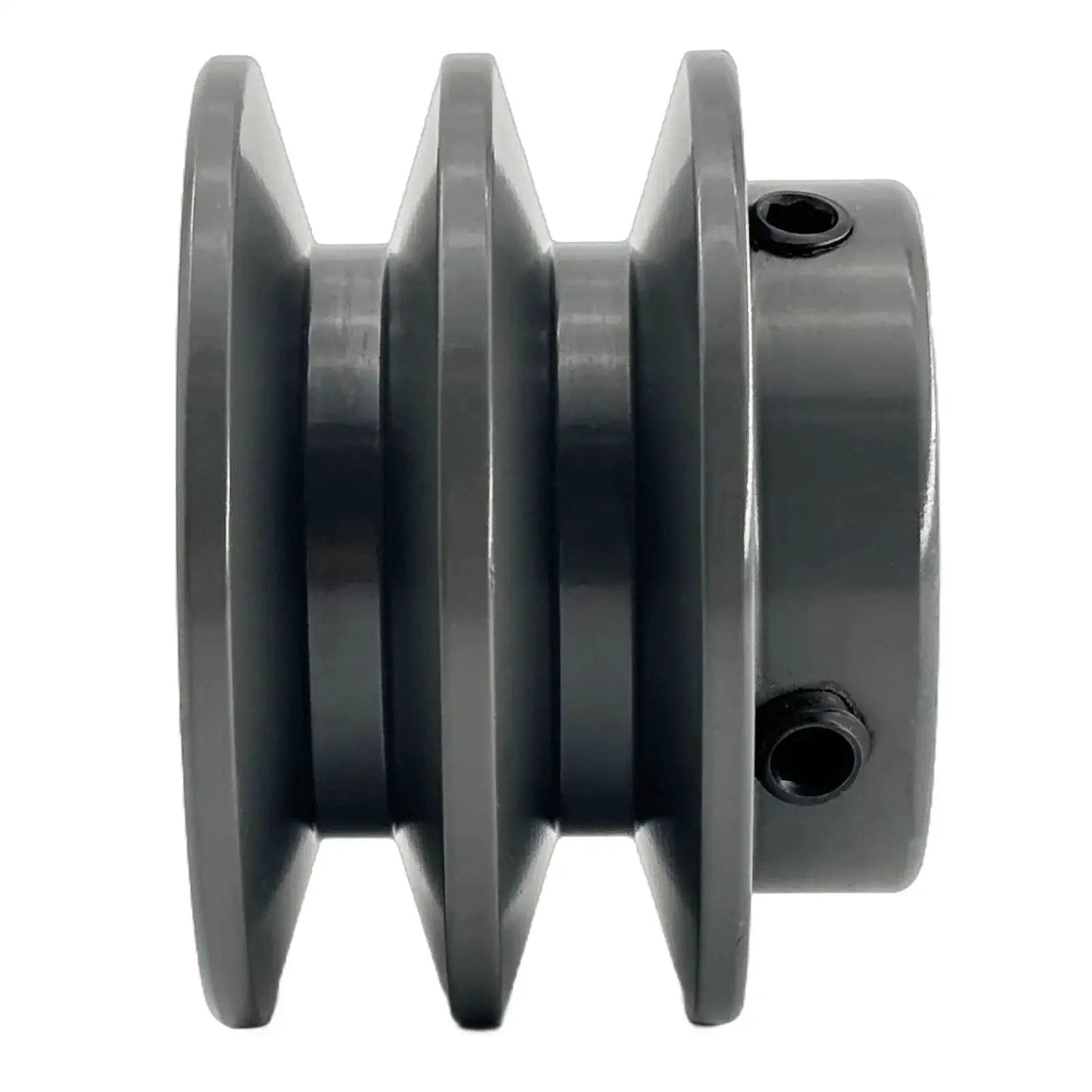 Side view of Double Groove V Belt Pulley for A AX 3L 4L Belts 2AK251 Cast Iron Sheave with 1 inch bore and 2.55 inch OD