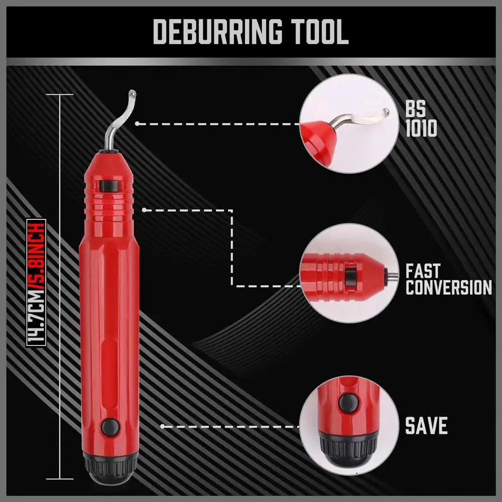 Heavy Duty Tube Cutter Set With Six Bearing System And Deburring Tool For Copper, Aluminum, And PVC Pipes close-up of deburring tool.