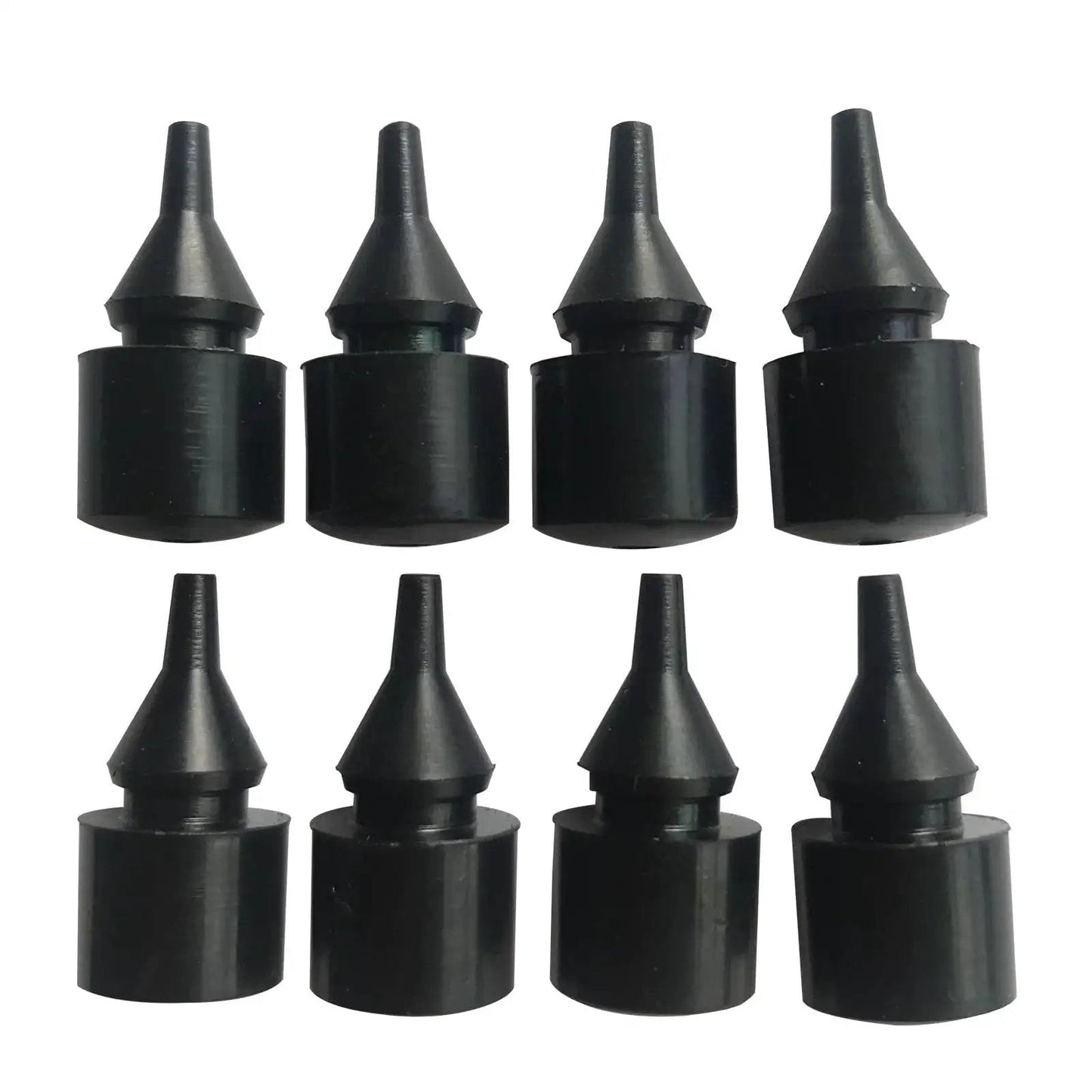 Eight Piece Fuel Tank Filler Door Rubber Bumper Set For GM Trucks And SUVs, black rubber bumpers in a set of eight