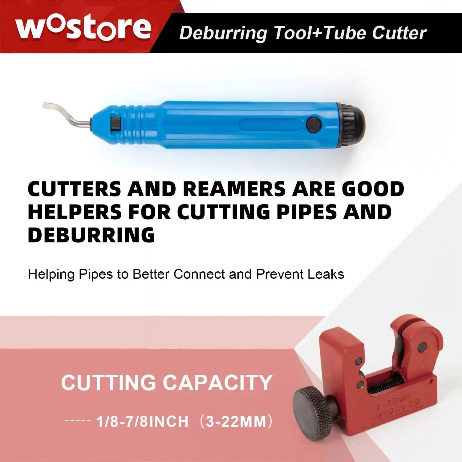Brake Line Flare Kit for SAE Flares with Tubing Cutter and Pipe Reamer 7 Sizes showing blue reamer and red cutter