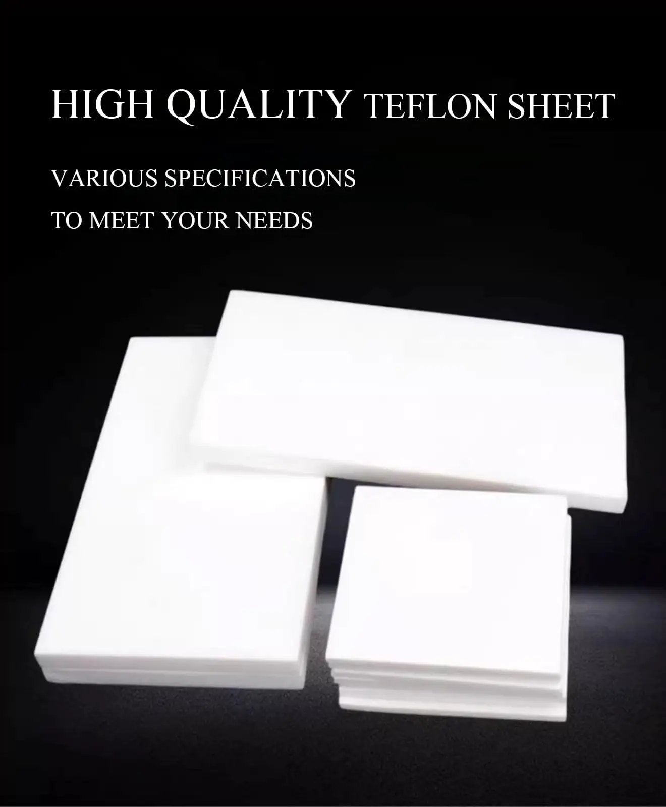 White PTFE Plastic Sheet 200mm by 200mm 5mm Thick Nonstick High Performance Board for Industrial and DIY Projects, stacked.