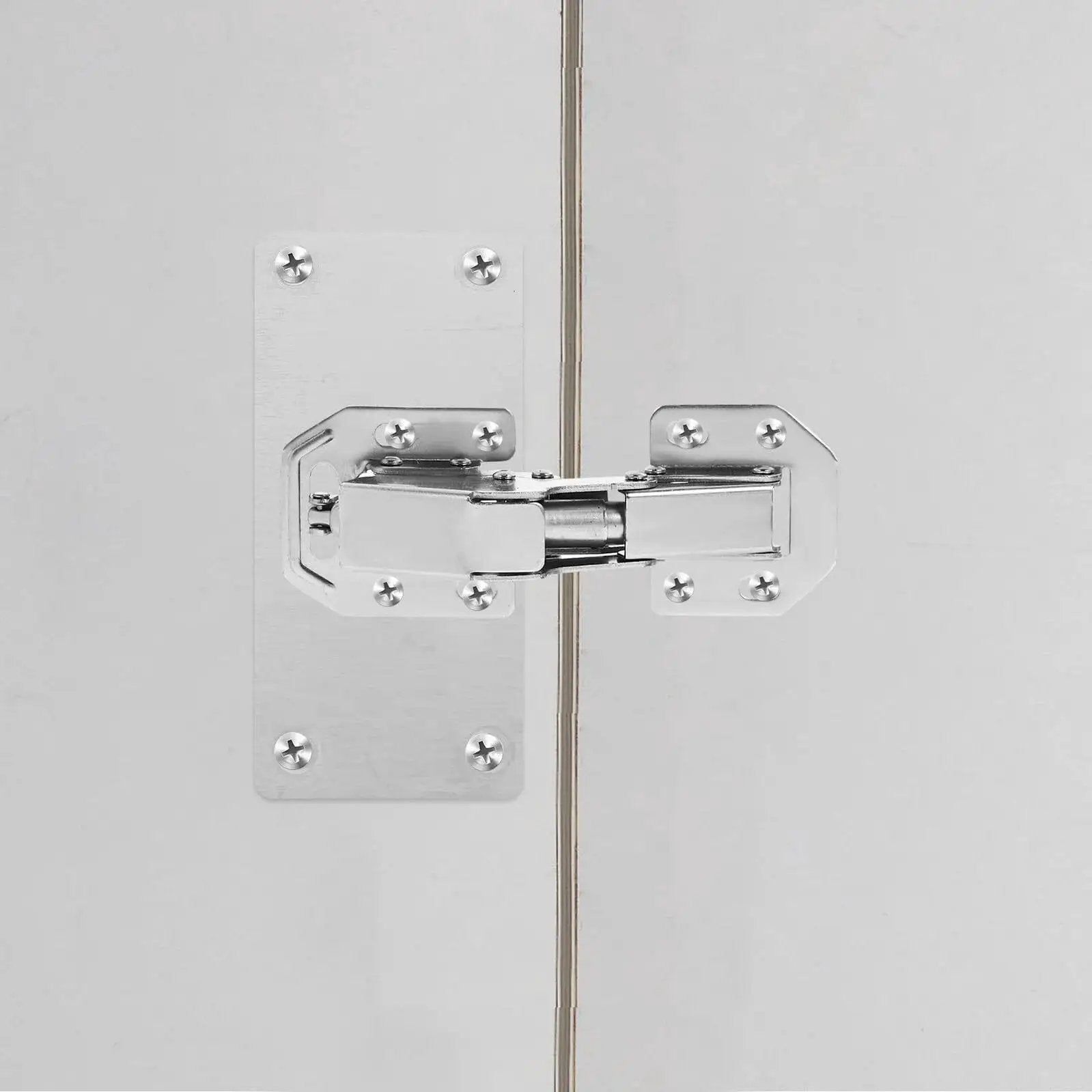 Close-up of concealed cabinet door hinge installed, part of Hydraulic Soft Close Wardrobe Hinge Set Two Pack with thickened base for stability.