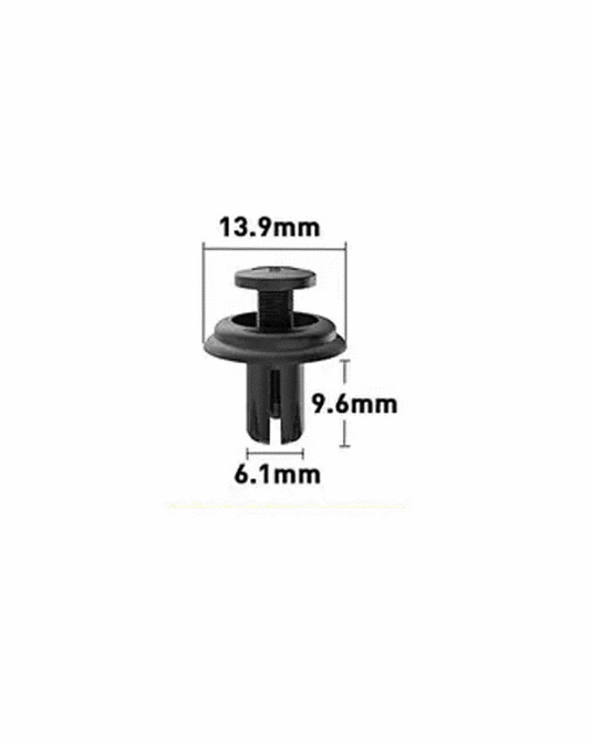 6.1mm Hole Push-in Plastic Rivet 9.6mm Auto Trim Fastener 6.1x9.6mm