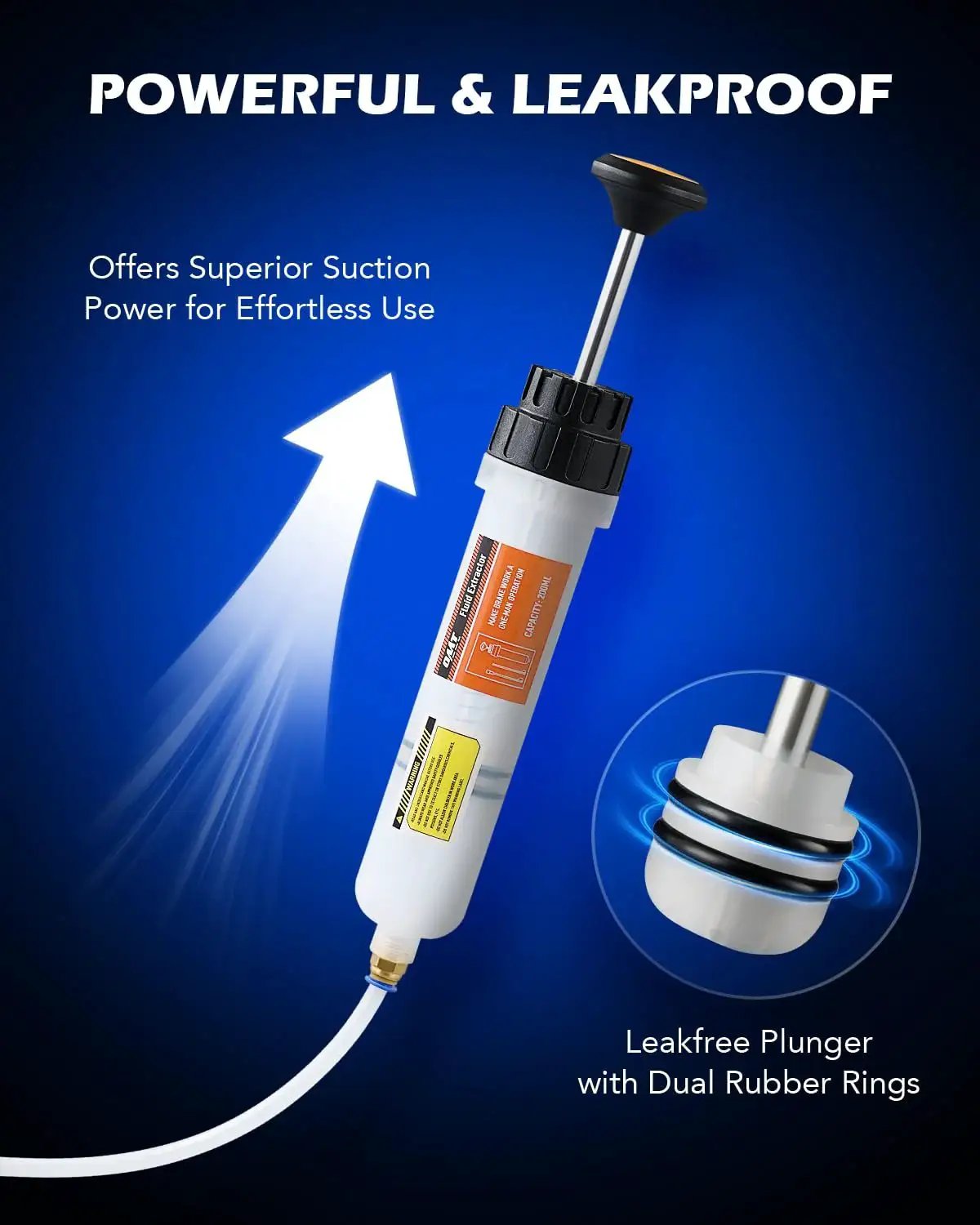 200mL Manual Fluid Extractor And Filler Syringe Style Pump For Automotive Fluids shown with leak-proof design