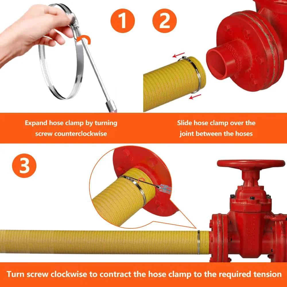 Installation steps for 20 Pack Black 304 Stainless Steel Hose Clamps Kit Three Quarters Inch To One And One Half Inch 21 To 38 Mm