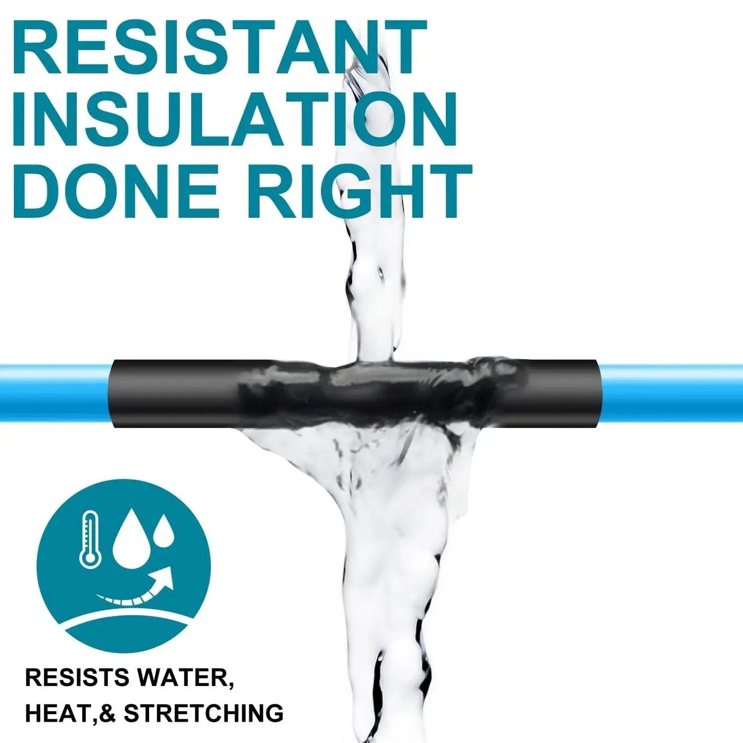 Half Inch Heat Shrink Tubing 10 Ft 3 To 1 Waterproof Adhesive Lined Dual Wall demonstrating waterproof insulation on pipe.