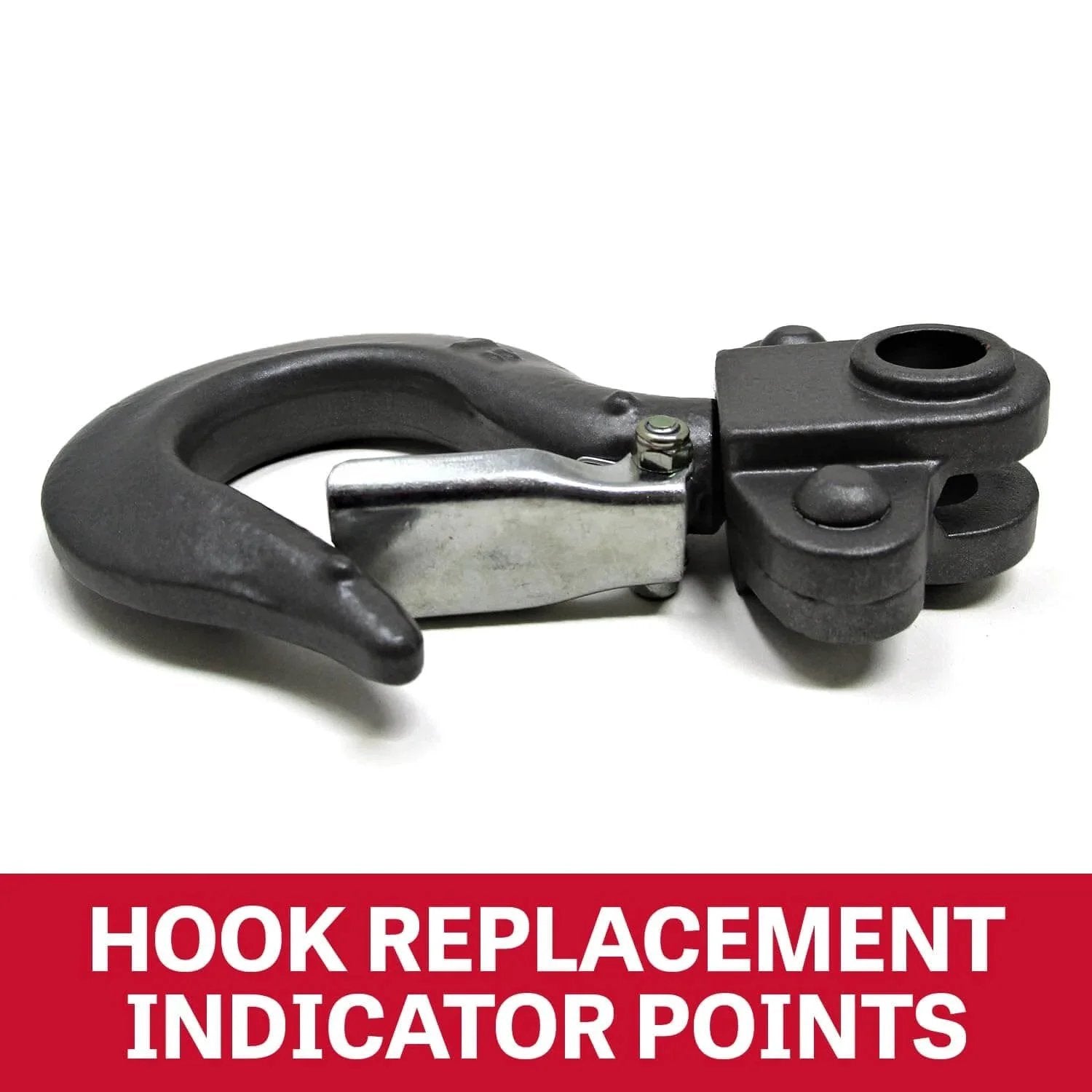 Industrial rated alloy steel hook for 1 Ton Hand Chain Hoist For 10 Foot Lift Model S90 100 10 Gray with overload indication.