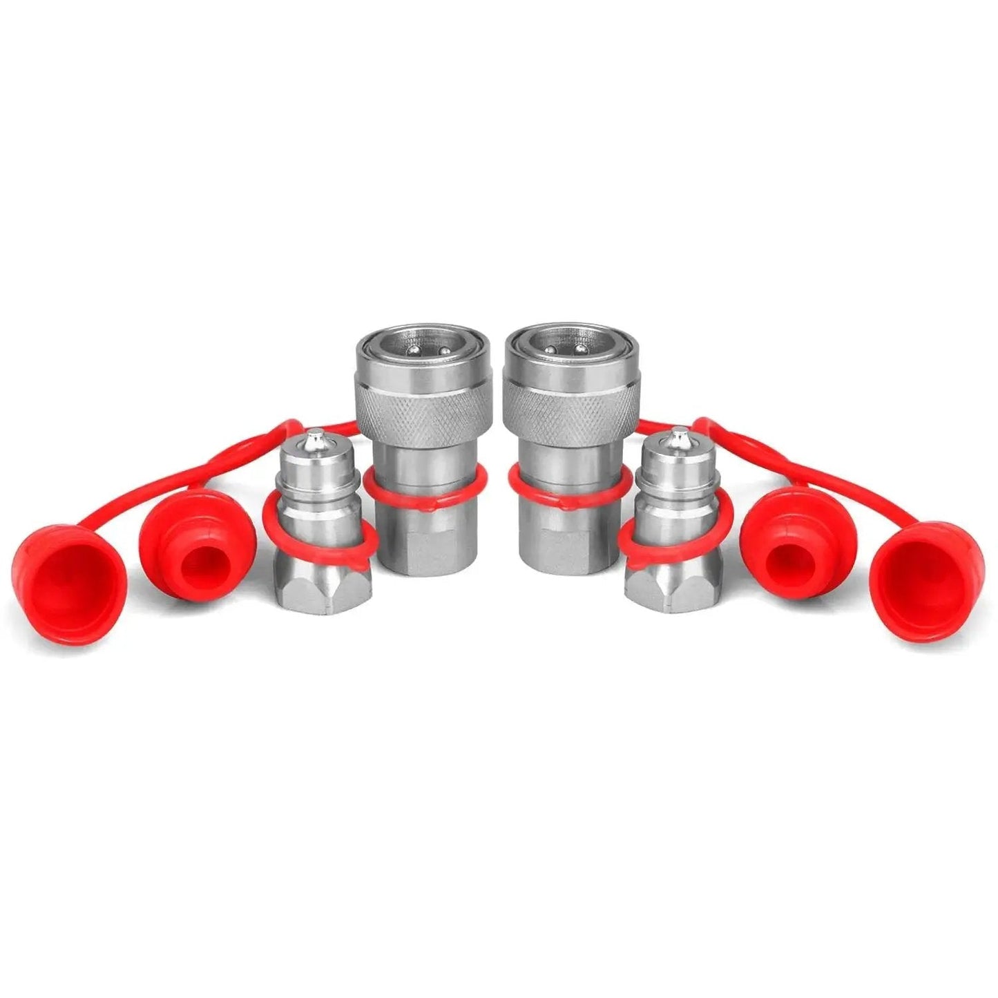 Half Inch Ag Hydraulic Quick Connect Tractor Couplers With Dust Caps Pioneer Style ISO 5675 NPT Thread Poppet Valve