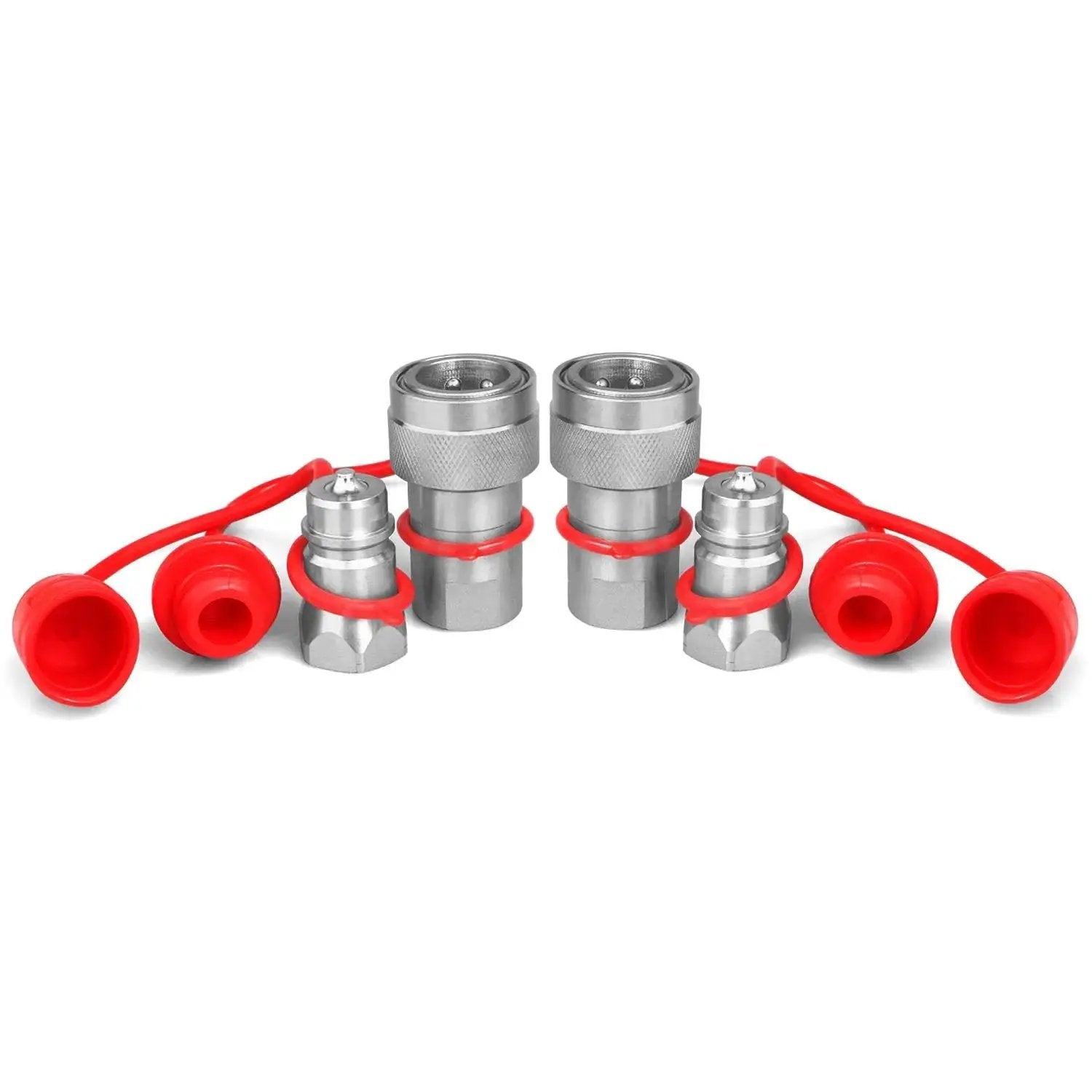 Half Inch Ag Hydraulic Quick Connect Tractor Couplers With Dust Caps Pioneer Style ISO 5675 NPT Thread Poppet Valve