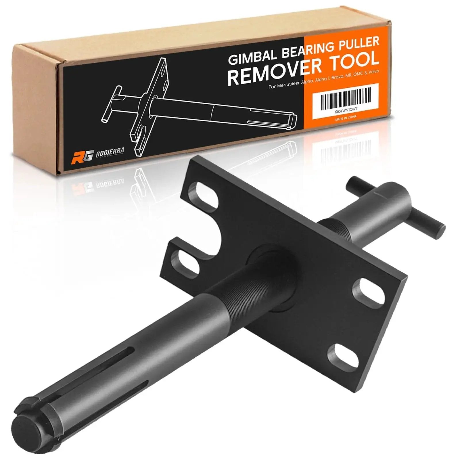 Heavy Duty Gimbal Bearing Puller And Installer Kit For Mercruiser Alpha One Bravo MR OMC Volvo Sterndrive Marine Applications Carbon Steel Bearing Remover And Installer Tool For Boats, showing gimbal bearing puller next to packaging.