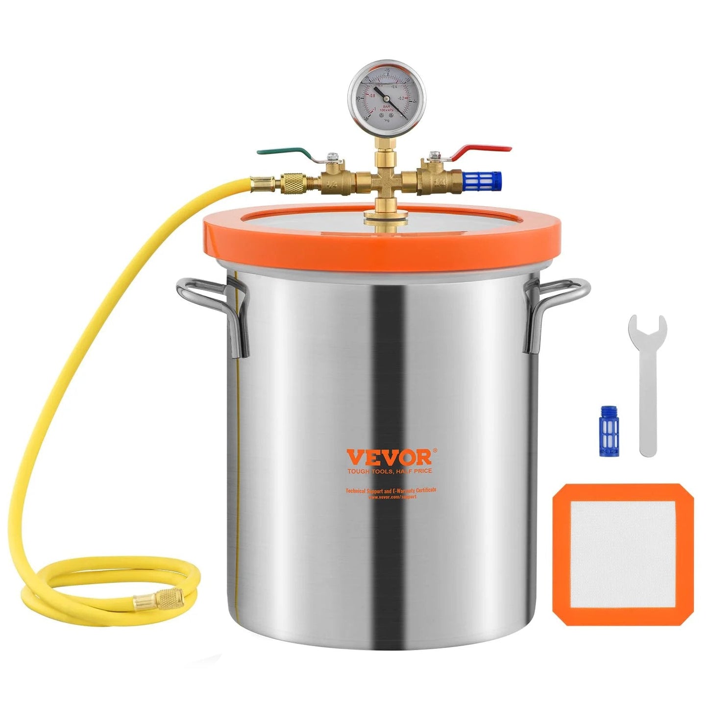 3 Gallon Vacuum Chamber With Upgraded Tempered Glass Lid And 304 Stainless Steel Body For Stabilizing Wood Degassing Silicone Degassing And Plaster Craft Projects Bubble Free Results
