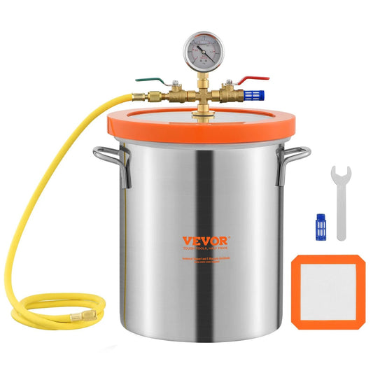 3 Gallon Vacuum Chamber With Upgraded Tempered Glass Lid And 304 Stainless Steel Body For Stabilizing Wood Degassing Silicone Degassing And Plaster Craft Projects Bubble Free Results