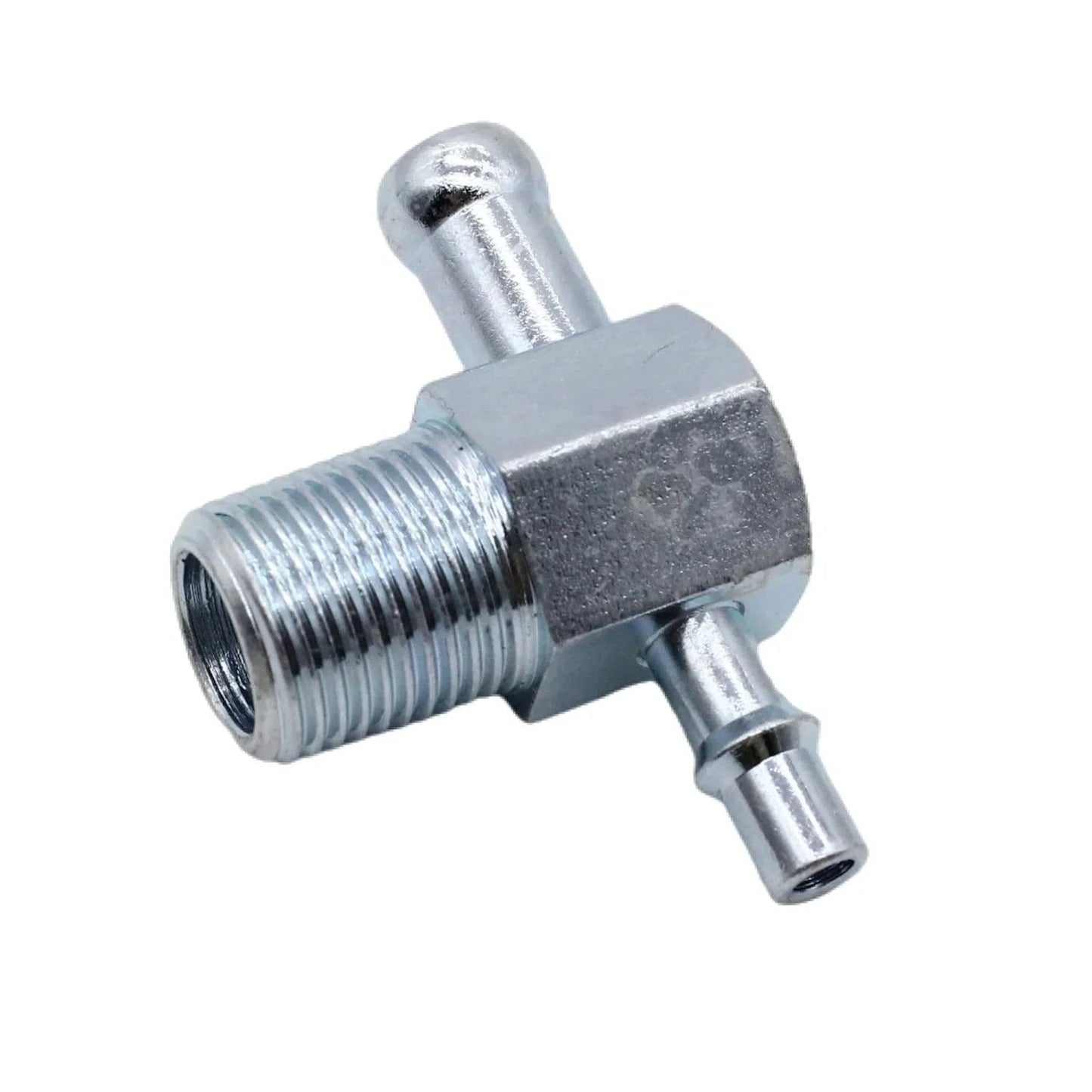 Heavy Duty Intake Manifold Vacuum Tee Fitting 3/8in NPT Thread With 1/4in And 3/8in Hose Barb Nipples Steel Zinc Construction