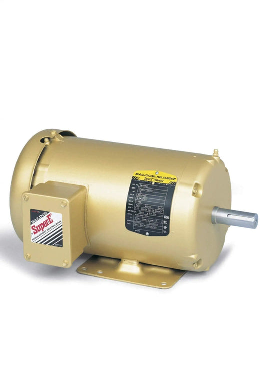 Single 1 HP 3450 RPM 3-Phase TEFC electric motor 60 Hz 56 frame F1 mount 3516M shaft EM3545-5, side view showing details