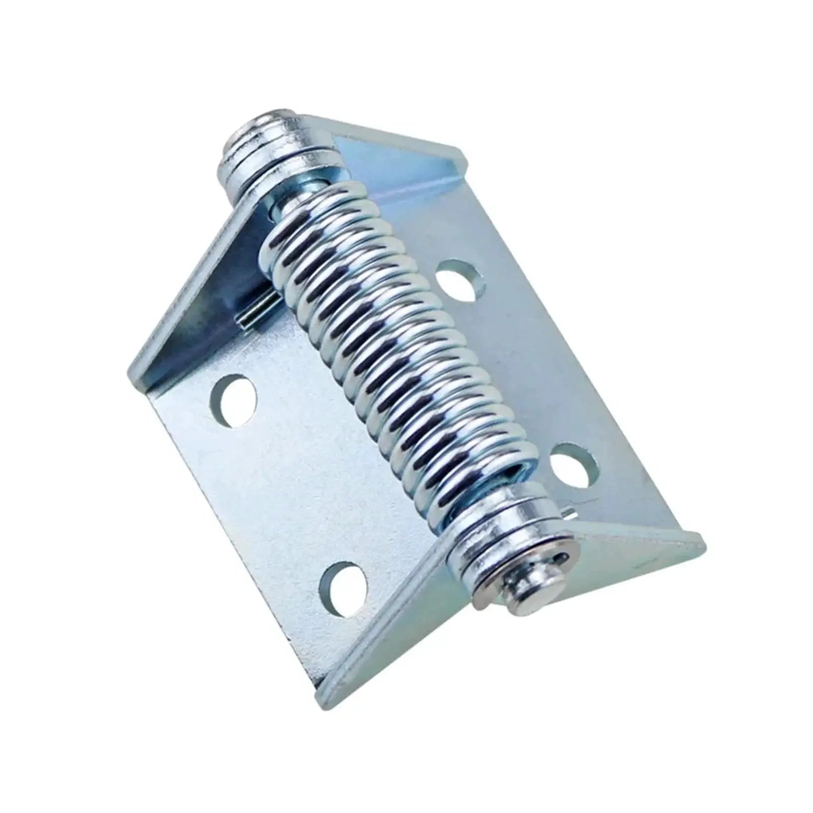 Heavy-Duty Self-Closing Spring Hinge With High Capacity Tension Large Load-Bearing T-Hinge shown in zinc-plated metal for indoor or outdoor use