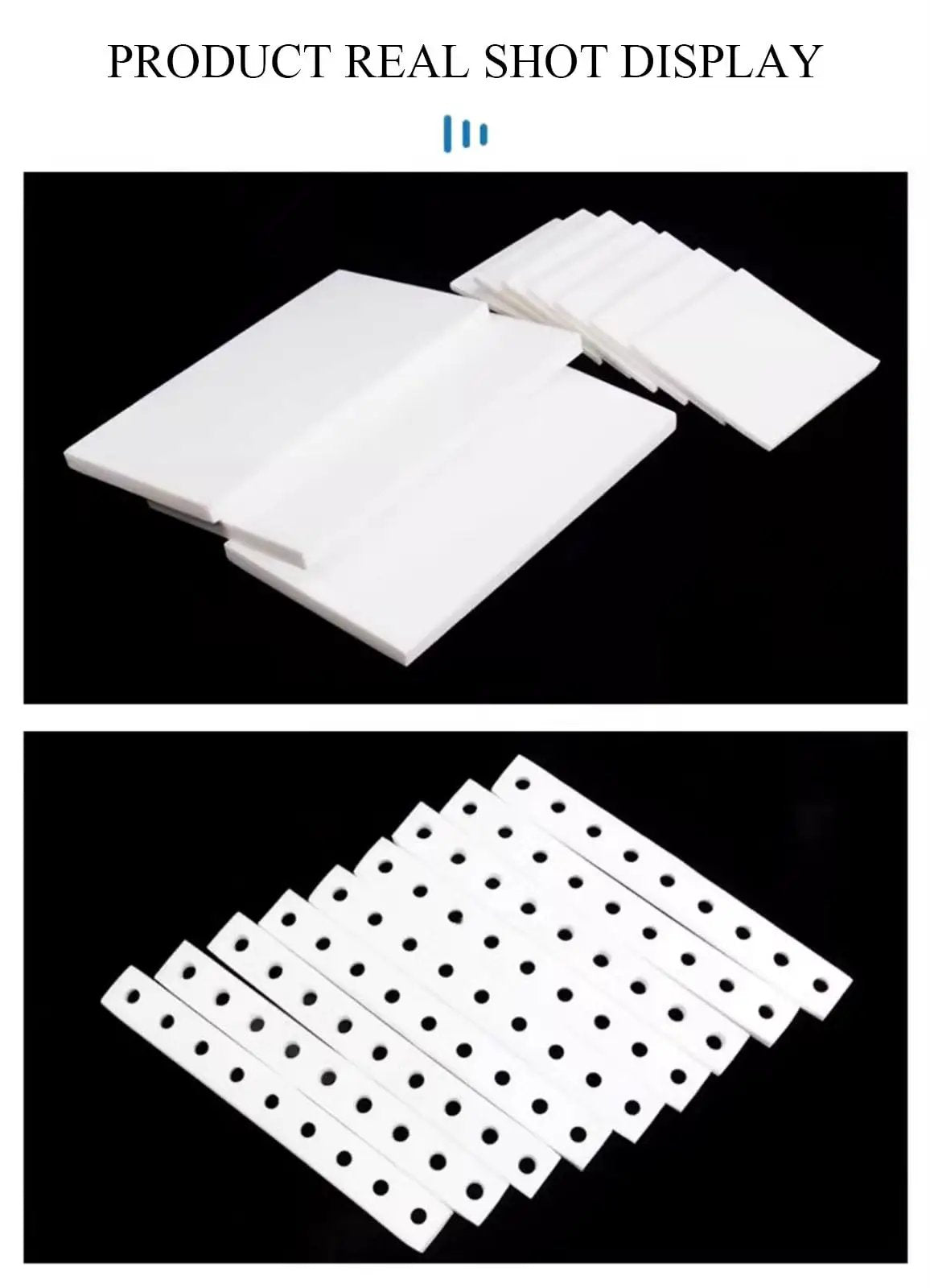 White PTFE Plastic Sheet 200mm by 200mm 5mm Thick Nonstick High Performance Board for Industrial and DIY Projects displayed in multiple pieces.