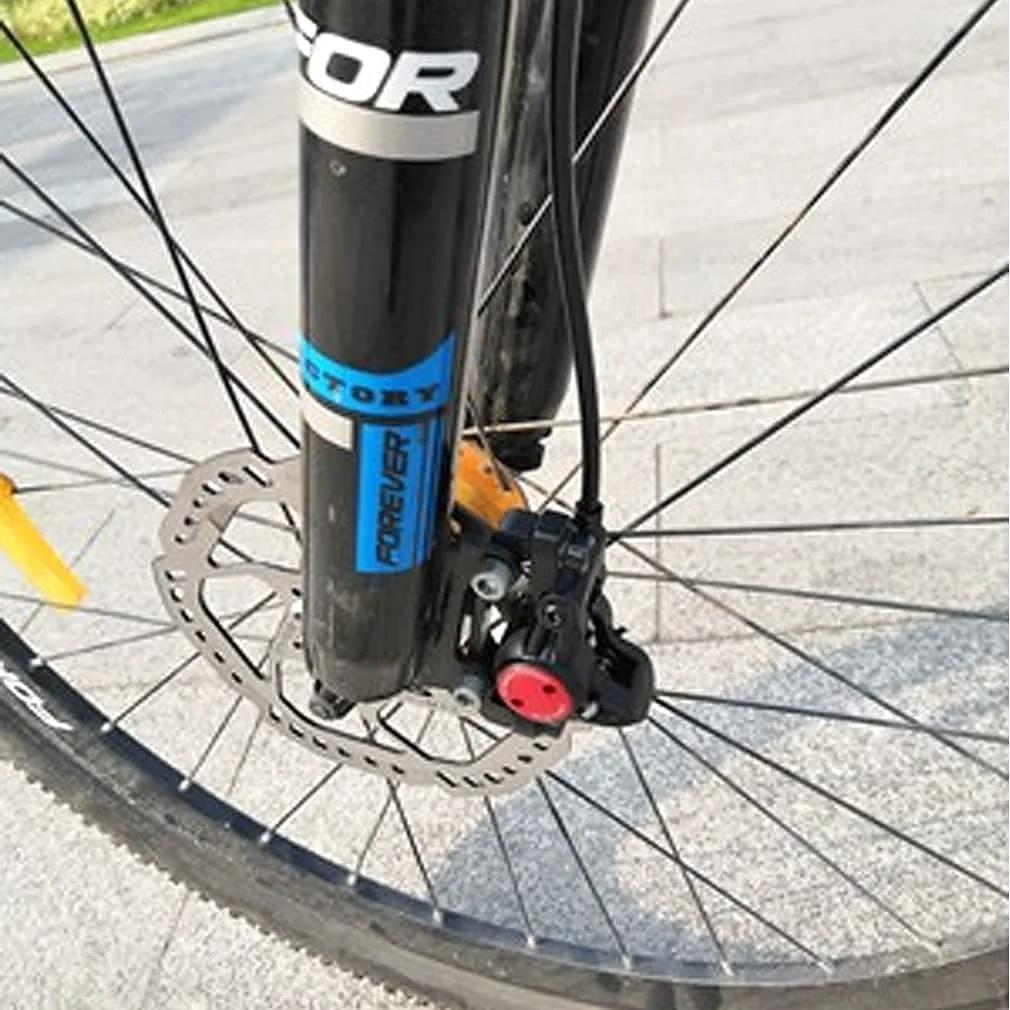 Hydraulic Brake Hose Kit 2500mm For Shimano BH59 BH90 And SRAM Avid System With 8 Brass Olives And 8 Brass Connecting Inserts Black By CYSKY Durable And Temperature Resistant For Long Lasting Performance showing installed on mountain bike.