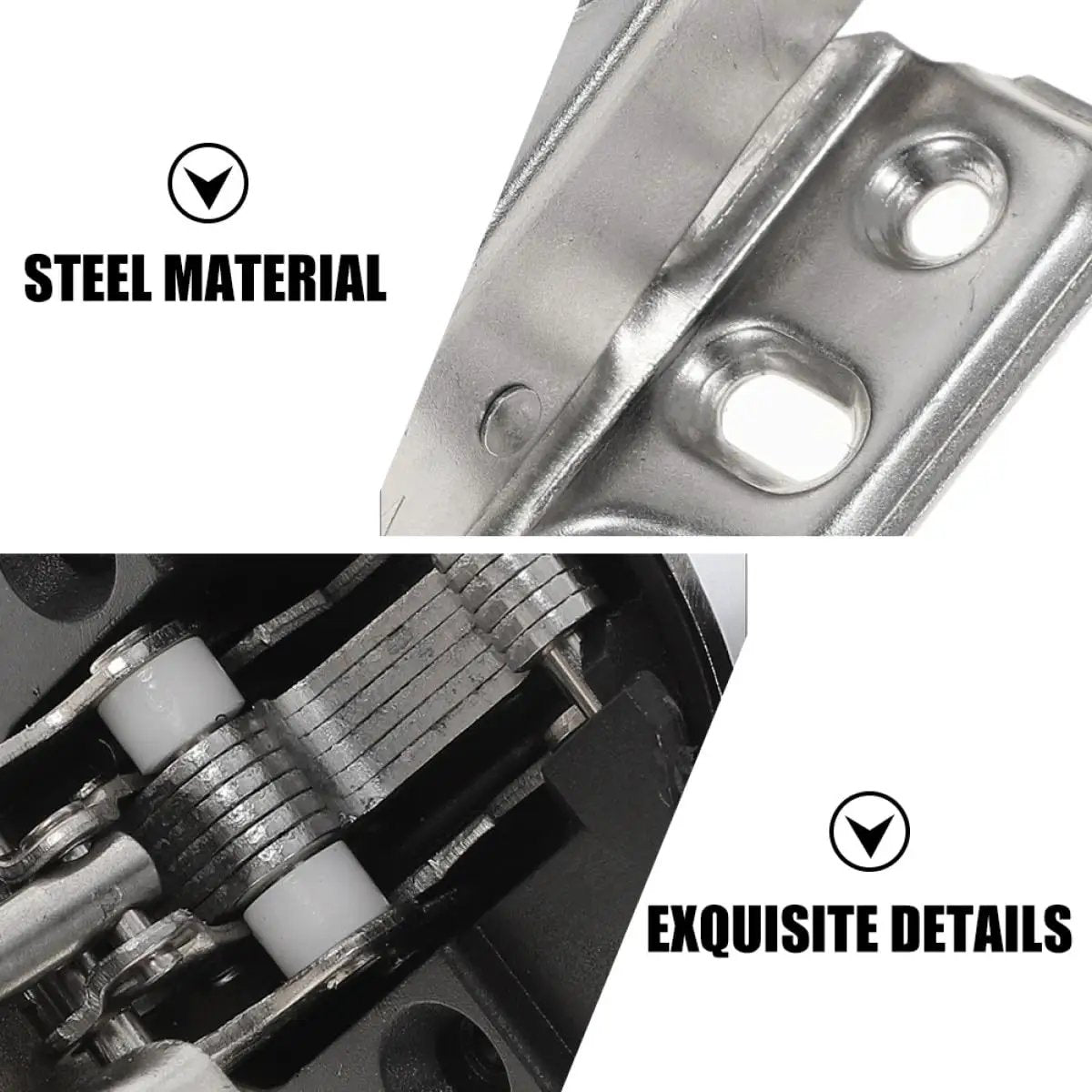4 Pack Hydraulic Glass Door Hinges With Soft Close Damping For Kitchen Cabinets And Wine Cabinet Doors Quiet Smooth Closing Durable Cabinet Door Hardware showcasing steel material and detailed hinge components.