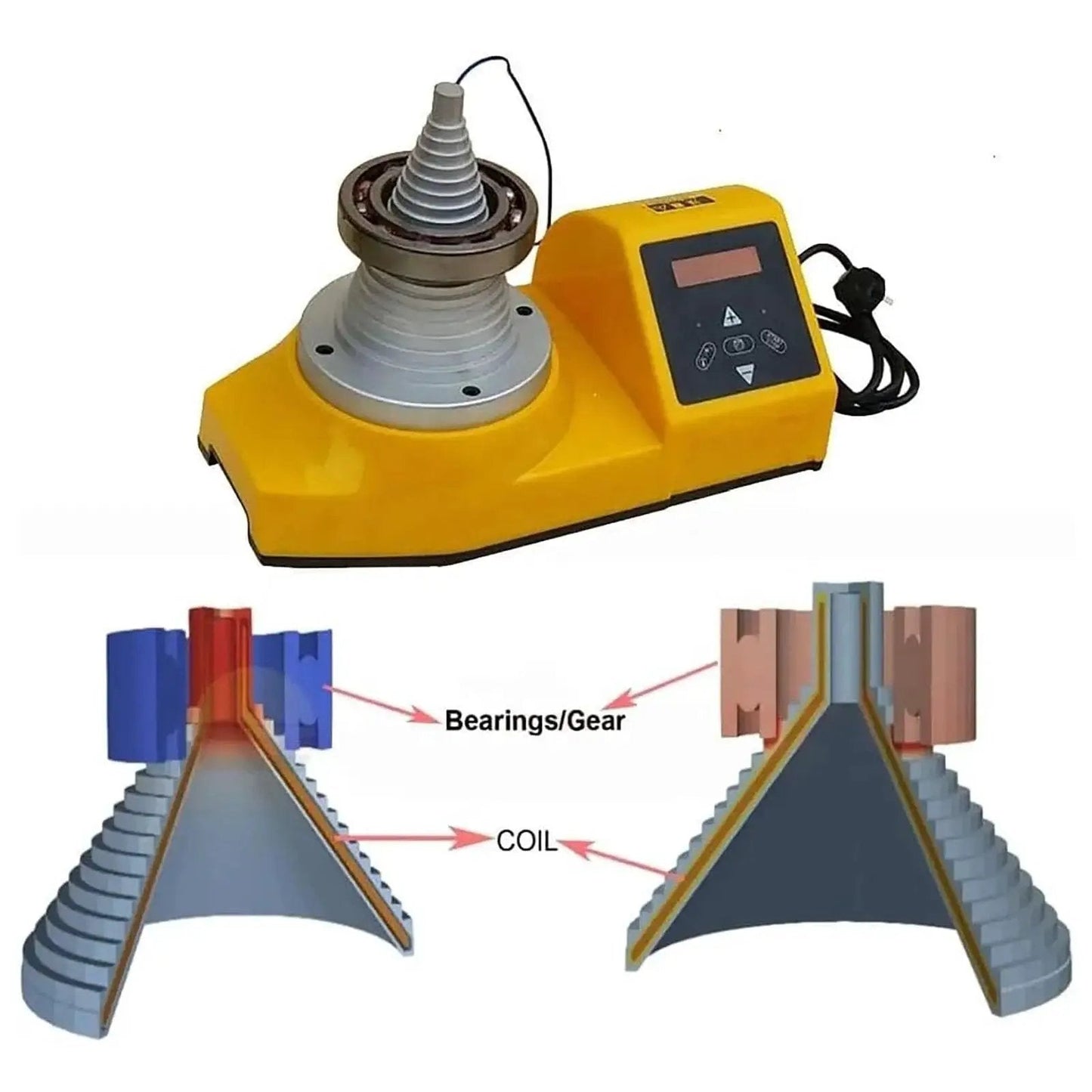Induction Bearing Heater 2kW Coil Heater For Rapid Heating With Cone Style Design Fits Bearing Inner Diameters 20 To 120 Millimeters Efficient Inductor Heating Equipment For Metalworking And Assembly