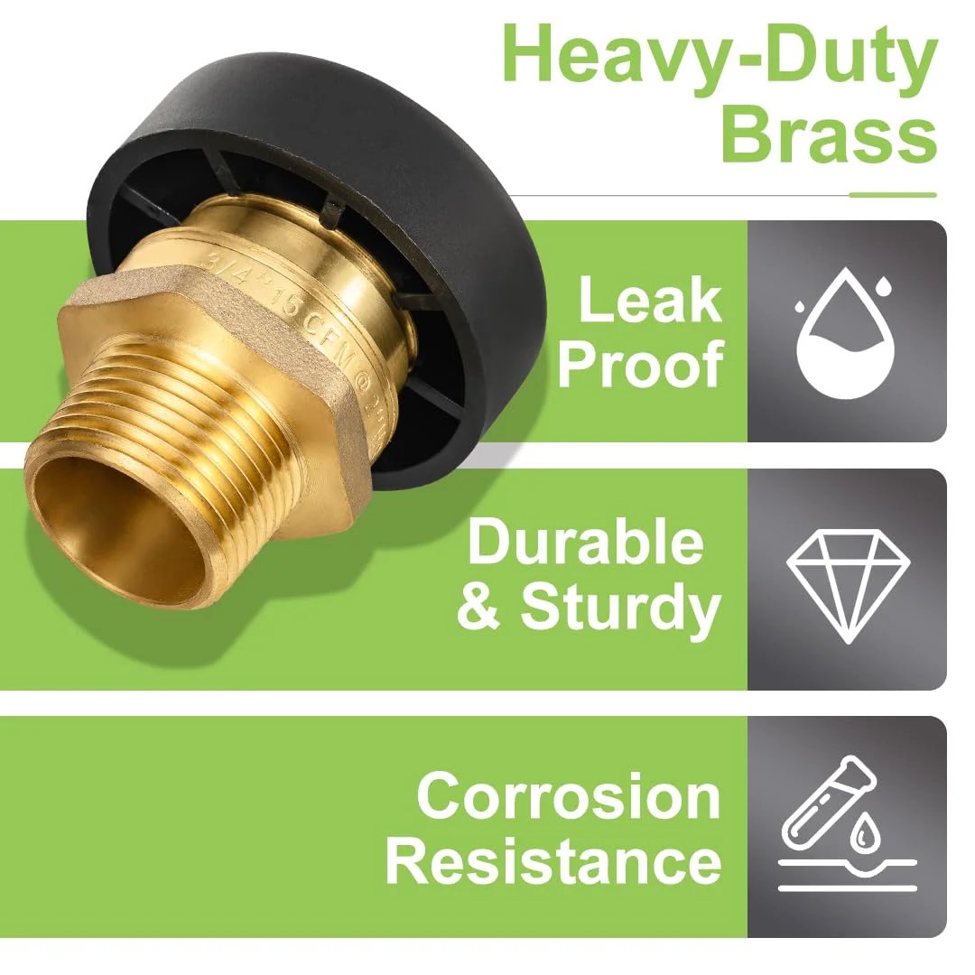 Vacuum Relief Valve Three Quarter Inch Brass Tubular Water Service Low Profile With Dust Cover For Water Heaters And Tanks