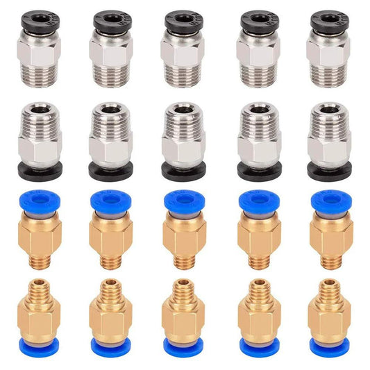 Push To Connect Pneumatic Fittings Set For 3D Printer Bowden Extruder M6 Copper Fittings With 3mm Thread And 4mm ID For 4mm OD Tubing
