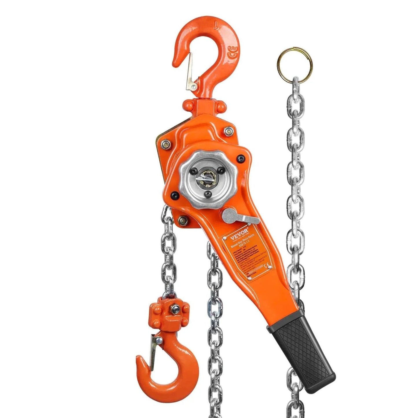 Manual Lever Chain Hoist 0.75 Ton 1650 Lbs 10 Ft Come Along Weston Double Pawl Brake Galvanized Steel 360 Degree Hook