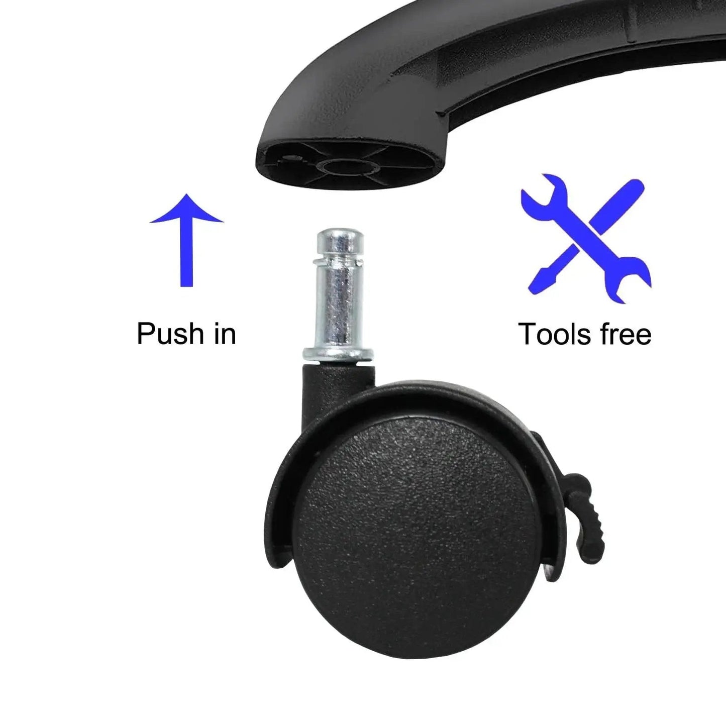 4 Pack 1.5 Inch Swivel Caster Wheels With Circlip Stem M8x20mm And Lockable Brakes, 360 Degree Rotatable Black Nylon Castors assembly
