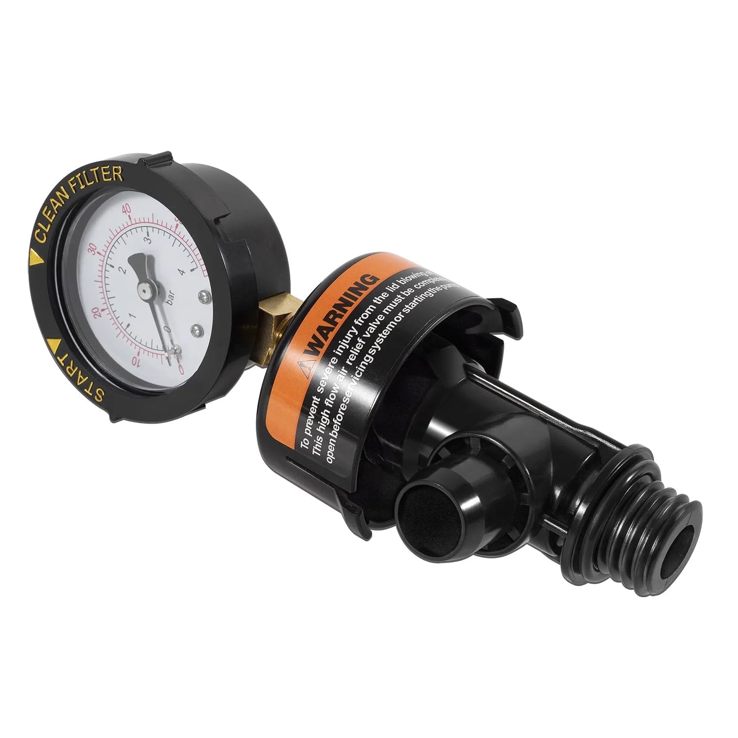 High Flow Manual Relief Valve With Air Relief And Pressure Gauge For Pool And Spa Filters Replacement For Warrior EasyClean Aboveground Clean And Clear FNS Series SMBW 2000 4000 Pro Grade Gear 1 Pack 98209800