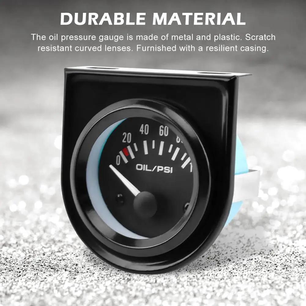 Two Inch Oil Pressure Gauge Kit 0 To 100 PSI For Universal Cars, showing front view with 0-100 PSI range and durable frame.